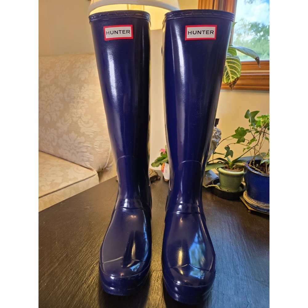 Hunter Org Wms Tall Rain Boots Melody Back Ad Gloss Rubber WP Wellies 9 NEW $190 - Picture 2 of 14